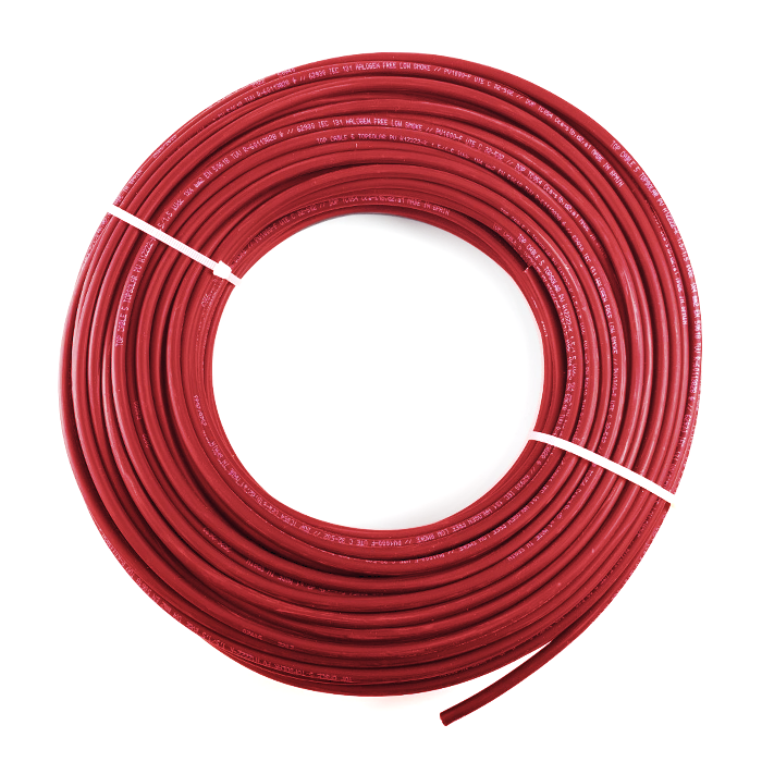 Câble solaire 4mm2 anneau ROUGE 100m Cca